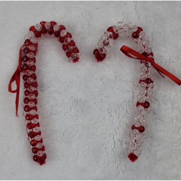 Vintage Beaded Christmas Ornaments Lot of 13 Wreath Bell Candy Canes - Picture 10 of 11